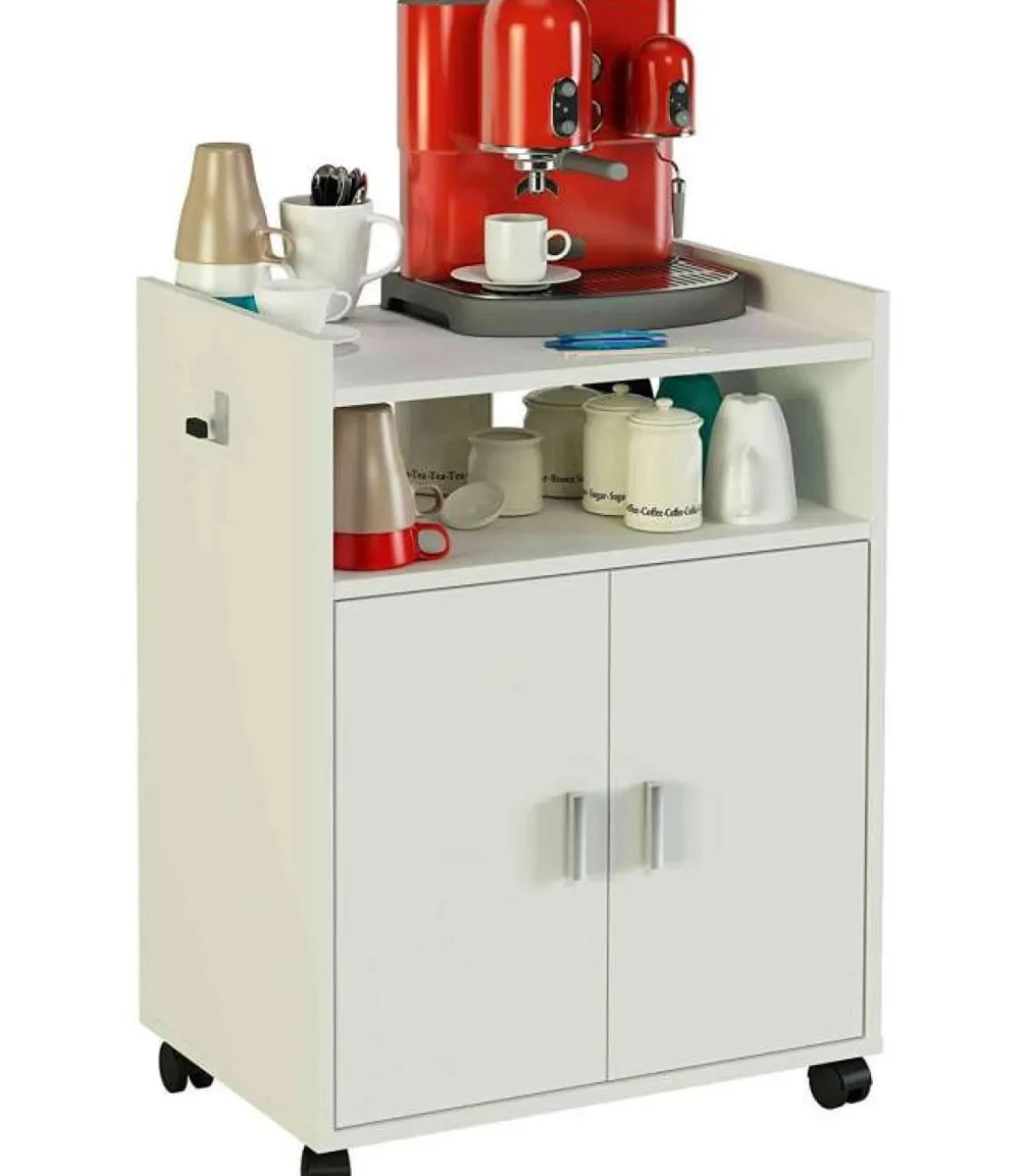 Mueble auxiliar microondas en acabado color blanco, 79,5 cm(alto)60 cm(ancho)40 cm(largo)