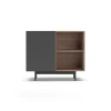 Mueble auxiliar modelo 601-2 acabado en nogal/grafito. 78 cm (alto) x 90 cm (ancho) x 34 cm (prof.)