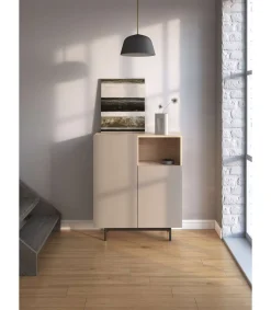 Mueble auxiliar modelo-602-1 acabado roble/arena, 110 cm (alto) x 90 cm (ancho) x 34 cm (prof.)
