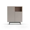 Mueble auxiliar modelo-602-1 acabado nogal/arena, 110 cm (alto) x 90 cm (ancho) x 34 cm (prof.)