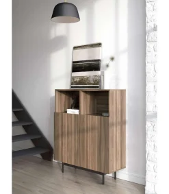 Mueble auxiliar modelo 602-2 acabado nogal, 110 x 90 x 34 (alto x ancho x fondo)