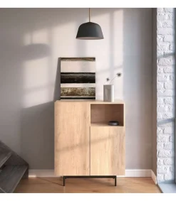 Mueble auxiliar modelo-602-1 acabado roble, 110 cm (alto) x 90 cm (ancho) x 34 cm (prof.)