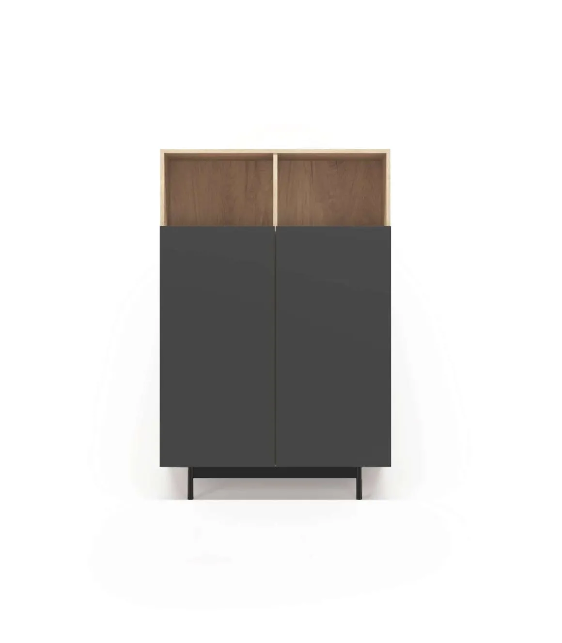 Mueble auxiliar modelo 603-1 acabado roble/grafito, 110 x 90 x 34 (alto x ancho x fondo)