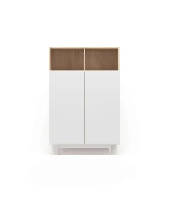 Mueble auxiliar modelo 603-1 acabado roble/blanco, 110 x 90 x 34 (alto x ancho x fondo)