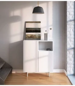 Mueble auxiliar modelo 602-1 acabado en blanco. 110 cm (alto) x 90 cm (ancho) x 34 cm (prof.)