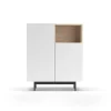 Mueble auxiliar modelo-602-1 acabado roble/blanco, 110 cm (alto) x 90 cm (ancho) x 34 cm (prof.)