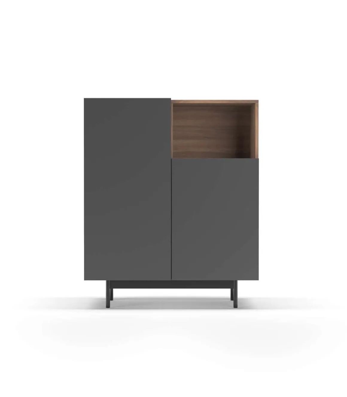 Mueble auxiliar modelo-602-1 acabado nogal/grafito, 110 cm (alto) x 90 cm (ancho) x 34 cm (prof.)