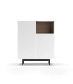 Mueble auxiliar modelo-602-1 acabado nogal/blanco, 110 cm (alto) x 90 cm (ancho) x 34 cm (prof.)