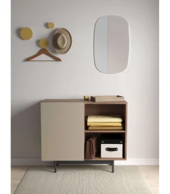 Mueble auxiliar modelo 601-2 acabado en nogal/arena. 78 cm (alto) x 90 cm (ancho) x 34 cm (prof.)