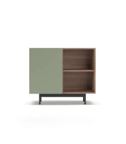 Mueble auxiliar modelo 601-2 acabado en nogal/verde. 78 cm (alto) x 90 cm (ancho) x 34 cm (prof.)