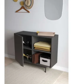 Mueble auxiliar modelo 601-2 acabado en grafito. 78 cm (alto) x 90 cm (ancho) x 34 cm (prof.)