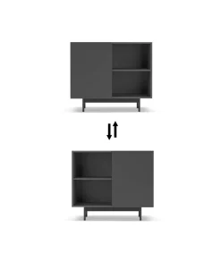 Mueble auxiliar modelo 601-2 acabado en grafito. 78 cm (alto) x 90 cm (ancho) x 34 cm (prof.)
