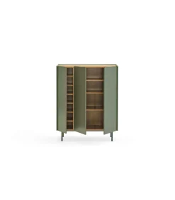 Mueble auxiliar modelo Arista 3 puertas acabado verde, 40cm(ancho) 120cm(alto) 95cm (largo)