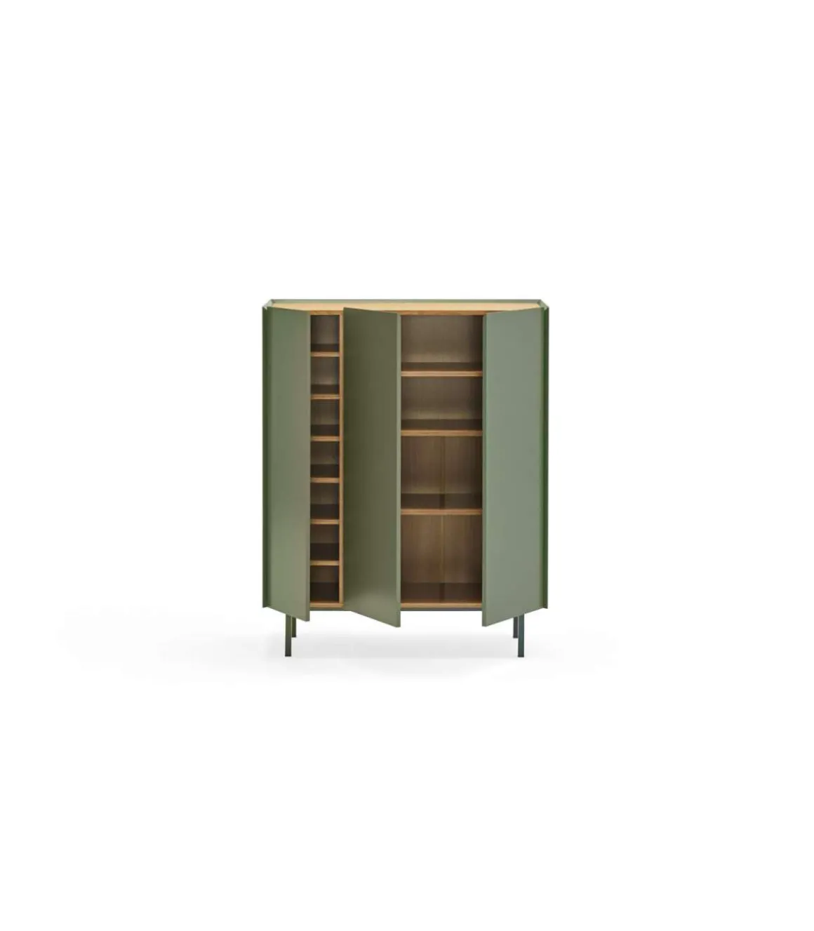Mueble auxiliar modelo Arista 3 puertas acabado verde, 40cm(ancho) 120cm(alto) 95cm (largo)