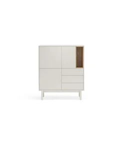 Mueble auxiliar modelo Corvo 3 puertas 3 cajones acabado crema, 40cm(ancho) 120cm(alto) 100cm (largo)