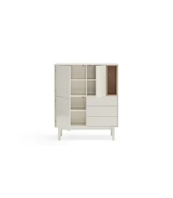 Mueble auxiliar modelo Corvo 3 puertas 3 cajones acabado crema, 40cm(ancho) 120cm(alto) 100cm (largo)