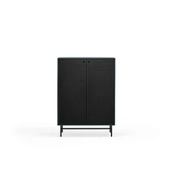 Mueble auxiliar modelo Punto 2 puertas 4 cajones interiores acabado azul/negro, 45cm(ancho) 130cm(alto) 93cm(largo)