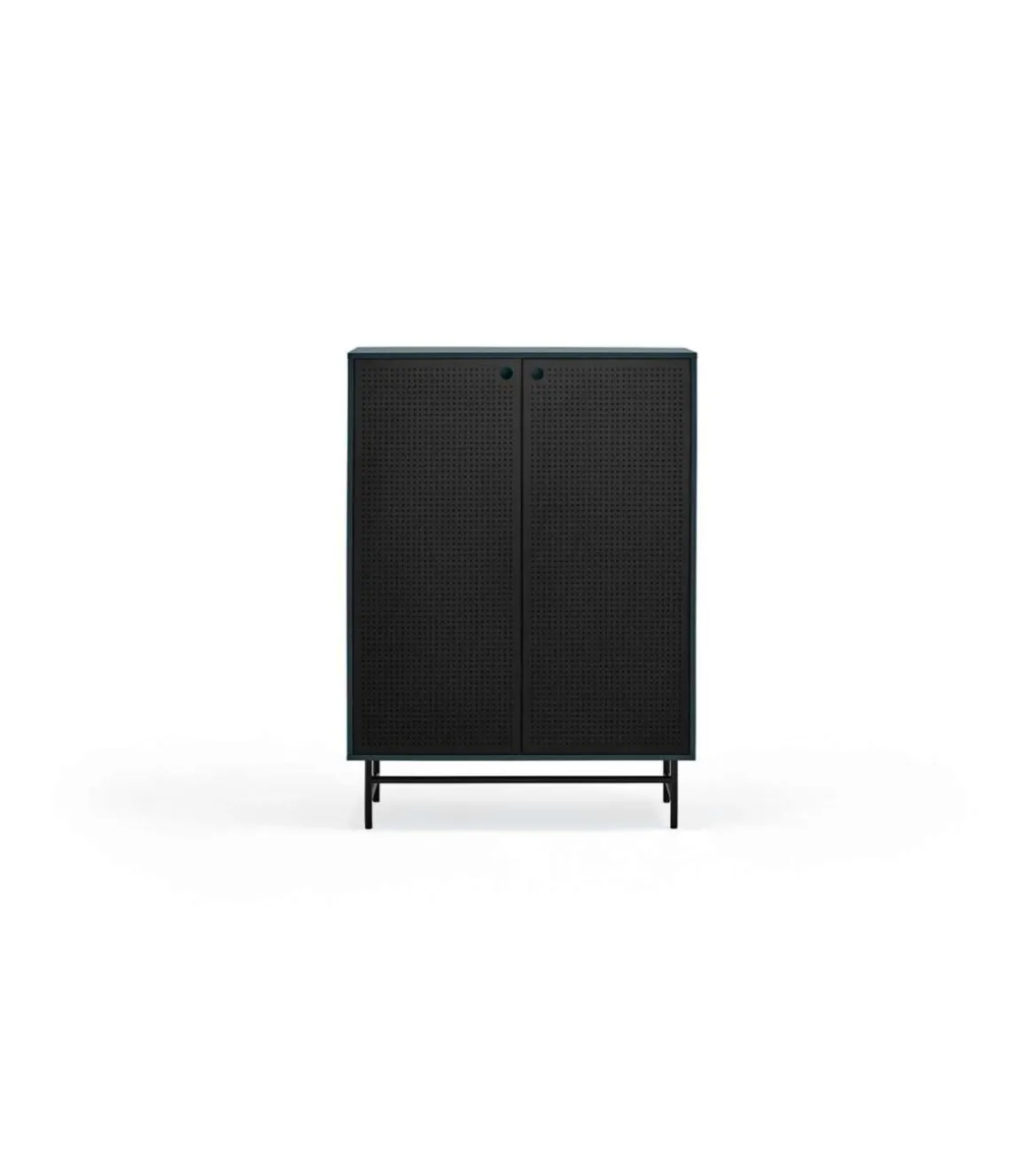 Mueble auxiliar modelo Punto 2 puertas 4 cajones interiores acabado azul/negro, 45cm(ancho) 130cm(alto) 93cm(largo)