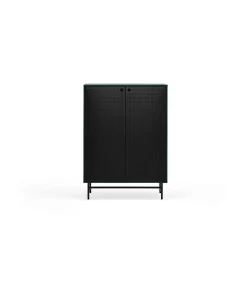 Mueble auxiliar modelo Punto 2 puertas 4 cajones interiores acabado verde/negro, 45cm(ancho) 130cm(alto) 93cm(largo)