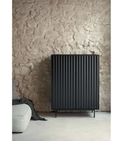 Mueble auxiliar modelo Sierra 2 puertas 2 cajones interiores acabado negro, 45cm(ancho) 130cm(alto) 97cm (largo)