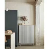 Mueble auxiliar modelo Sierra 2 puertas 2 cajones interiores acabado gris claro, 45cm(ancho) 130cm(alto) 97cm (largo)