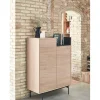 Mueble auxiliar modelo Valley 2 puertas 1 cajón acabado roble/azul oscuro, 40cm(ancho) 130cm(alto) 92cm (largo)