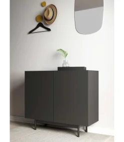 Mueble auxiliar 2 puertas abatibles modelo 601-1 acabado en grafito. 78 cm (alto) x 90 cm (ancho) x 34 cm (prof.)