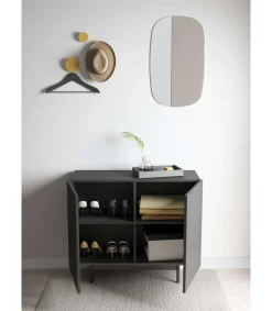 Mueble auxiliar 2 puertas abatibles modelo 601-1 acabado en grafito. 78 cm (alto) x 90 cm (ancho) x 34 cm (prof.)