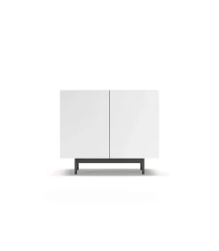 Mueble auxiliar 2 puertas abatibles modelo 601-1 acabado en nogal claro/blanco. 78 cm (alto) x 90 cm (ancho) x 34 cm (prof.)