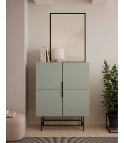 Mueble auxiliar 4 puertas abatibles modelo Elena acabado verde/negro. 128cm(alto) 100cm (ancho) 40cm(prof.)
