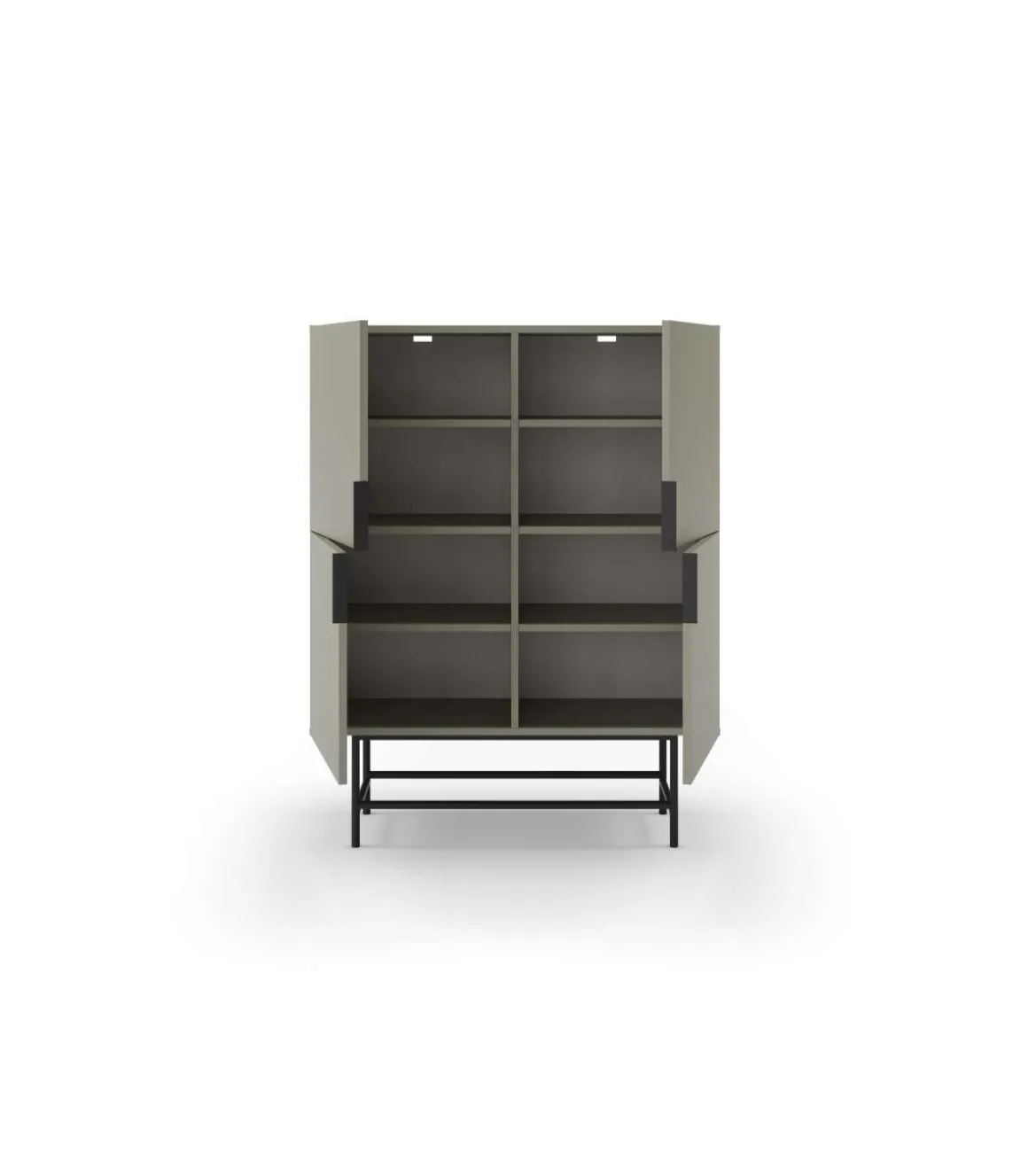 Mueble auxiliar 4 puertas abatibles modelo Elena acabado verde/negro. 128cm(alto) 100cm (ancho) 40cm(prof.)