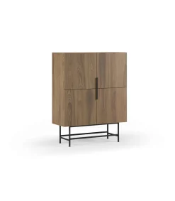 Mueble auxiliar 4 puertas abatibles modelo Elena acabado roble/negro. 128cm(alto) 100cm (ancho) 40cm(prof.)