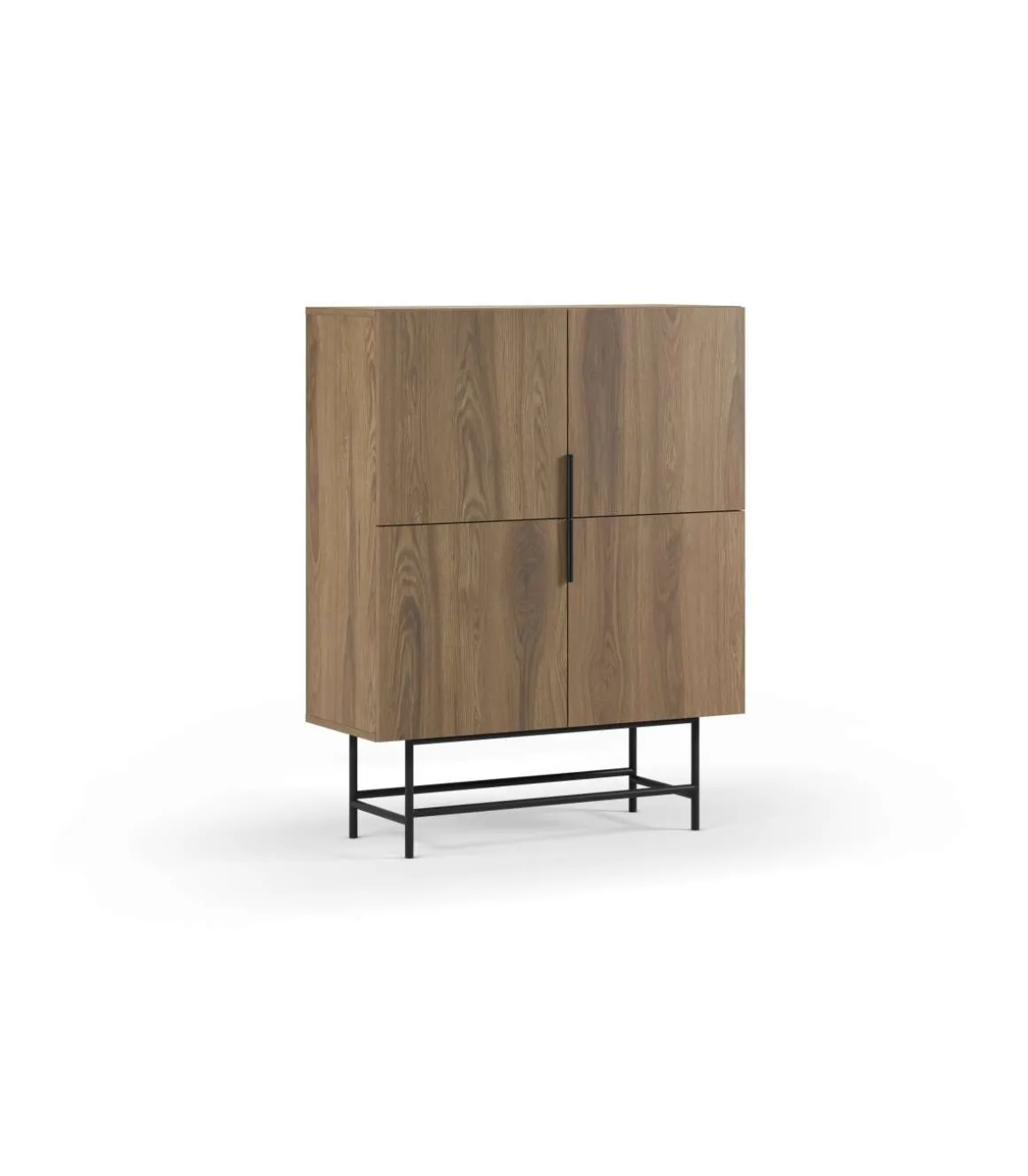 Mueble auxiliar 4 puertas abatibles modelo Elena acabado roble/negro. 128cm(alto) 100cm (ancho) 40cm(prof.)