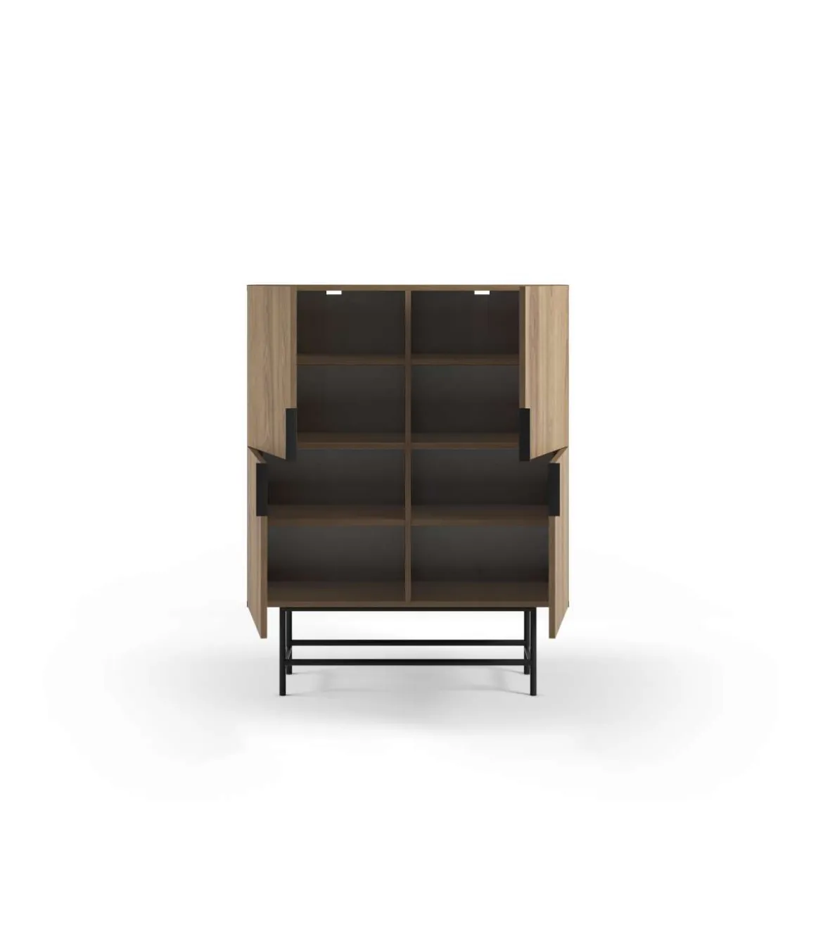 Mueble auxiliar 4 puertas abatibles modelo Elena acabado roble/negro. 128cm(alto) 100cm (ancho) 40cm(prof.)