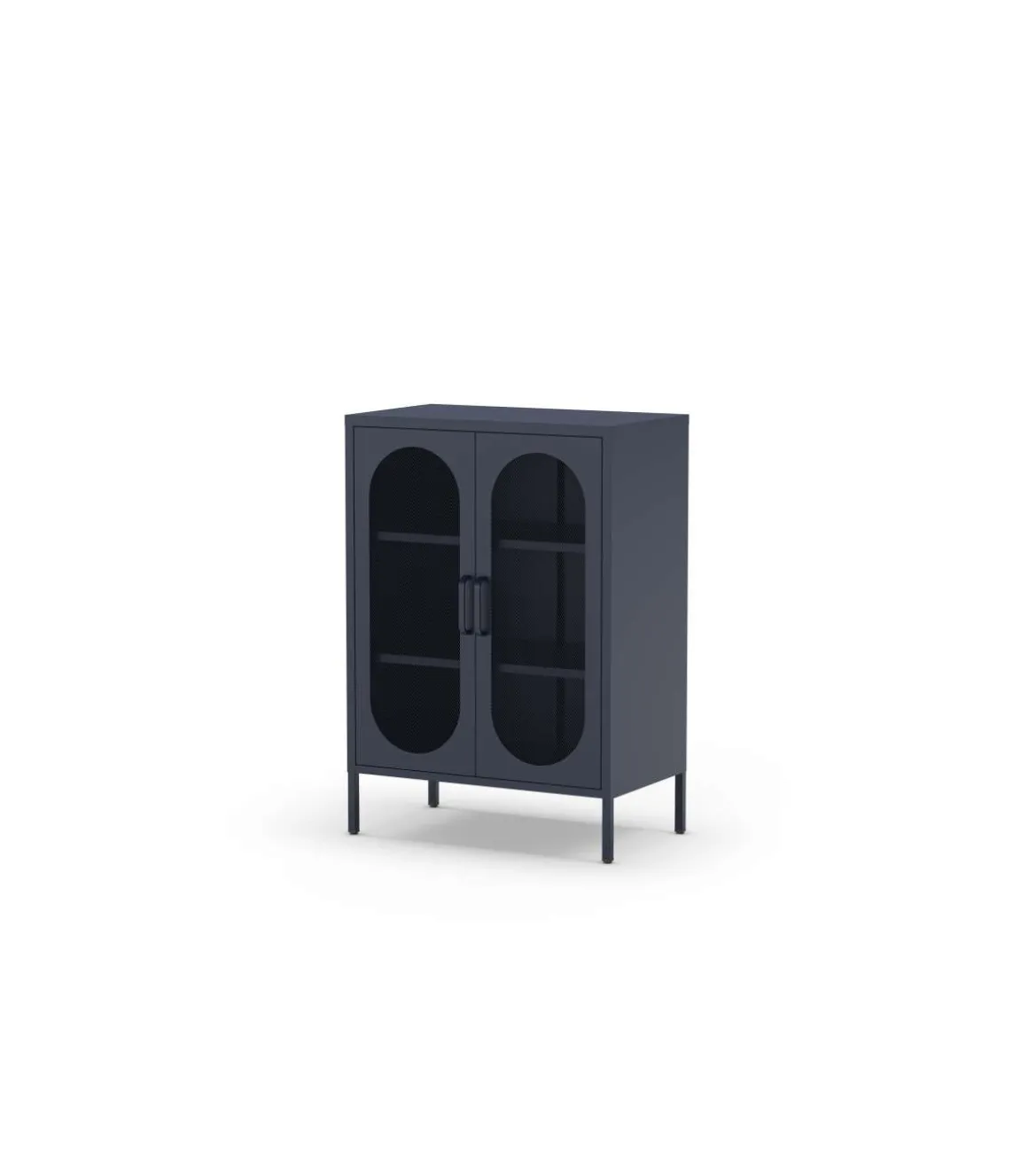 Mueble auxiliar 2 puertas abatibles modelo Dora acabado metal azul. 100cm(alto) 70cm (ancho) 40cm(prof.)