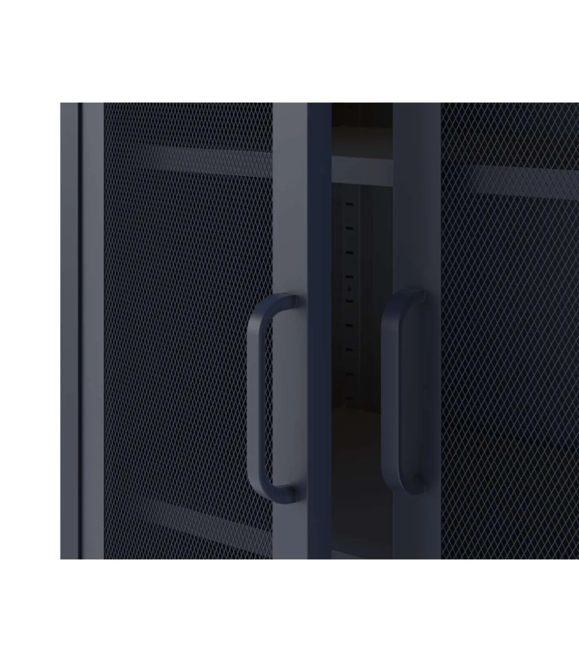 Mueble auxiliar 2 puertas abatibles modelo Dora acabado metal azul. 100cm(alto) 70cm (ancho) 40cm(prof.)