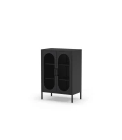 Mueble auxiliar 2 puertas abatibles modelo Dora acabado metal negro. 100cm(alto) 70cm (ancho) 40cm(prof.)