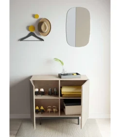 Mueble auxiliar 2 puertas abatibles modelo 601-1 acabado en roble claro. 78 cm (alto) x 90 cm (ancho) x 34 cm (prof.)