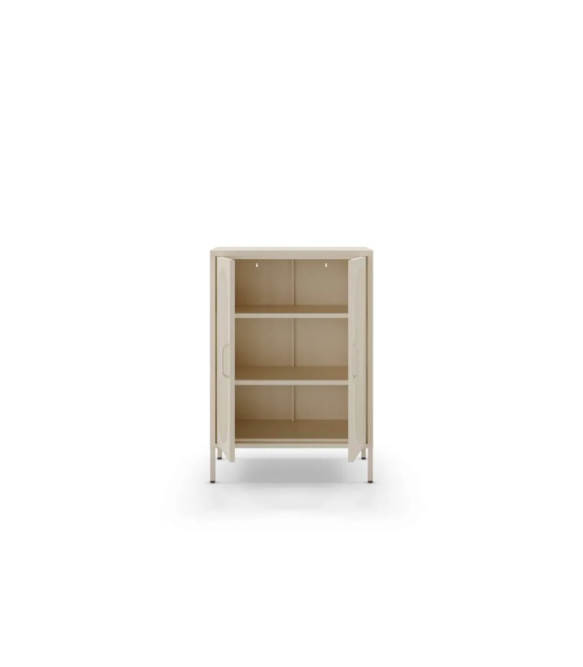 Mueble auxiliar 2 puertas abatibles modelo Dora acabado metal crema. 100cm(alto) 70cm (ancho) 40cm(prof.)