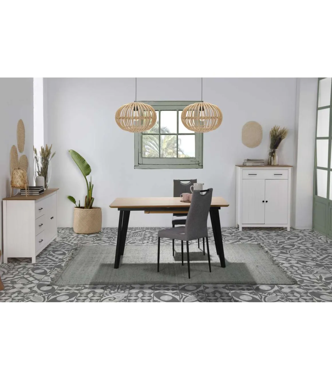 Mueble auxiliar 2 puertas 1 cajón Mariana acabado blanco 110 cm(alto) 90 cm(ancho) 40 cm(largo)