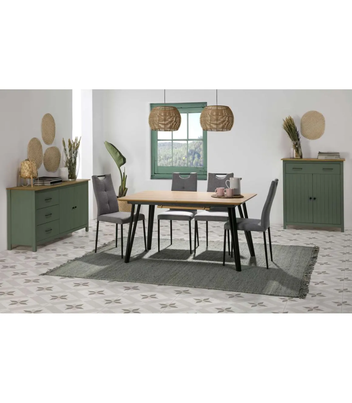 Mueble auxiliar 2 puertas 1 cajón Mariana acabado verde, 110 cm(alto) 90 cm(ancho) 40 cm(largo)