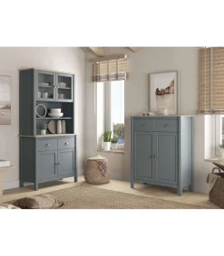 Mueble auxiliar 2 puertas 1 cajón modelo Miguel acabado verde kaki/roble. 110cm(alto) 90cm(ancho) 40cm(prof).