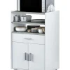 Mueble auxiliar Tom para microondas un cajón y dos puertas en acabado blanco 92 cm(alto)59 cm(ancho)40 cm(largo)