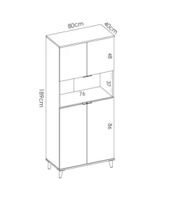 Mueble auxiliar Villarodrigo 4 puertas y estante 188,5 cm(alto)79 cm(ancho)40 cm(largo)