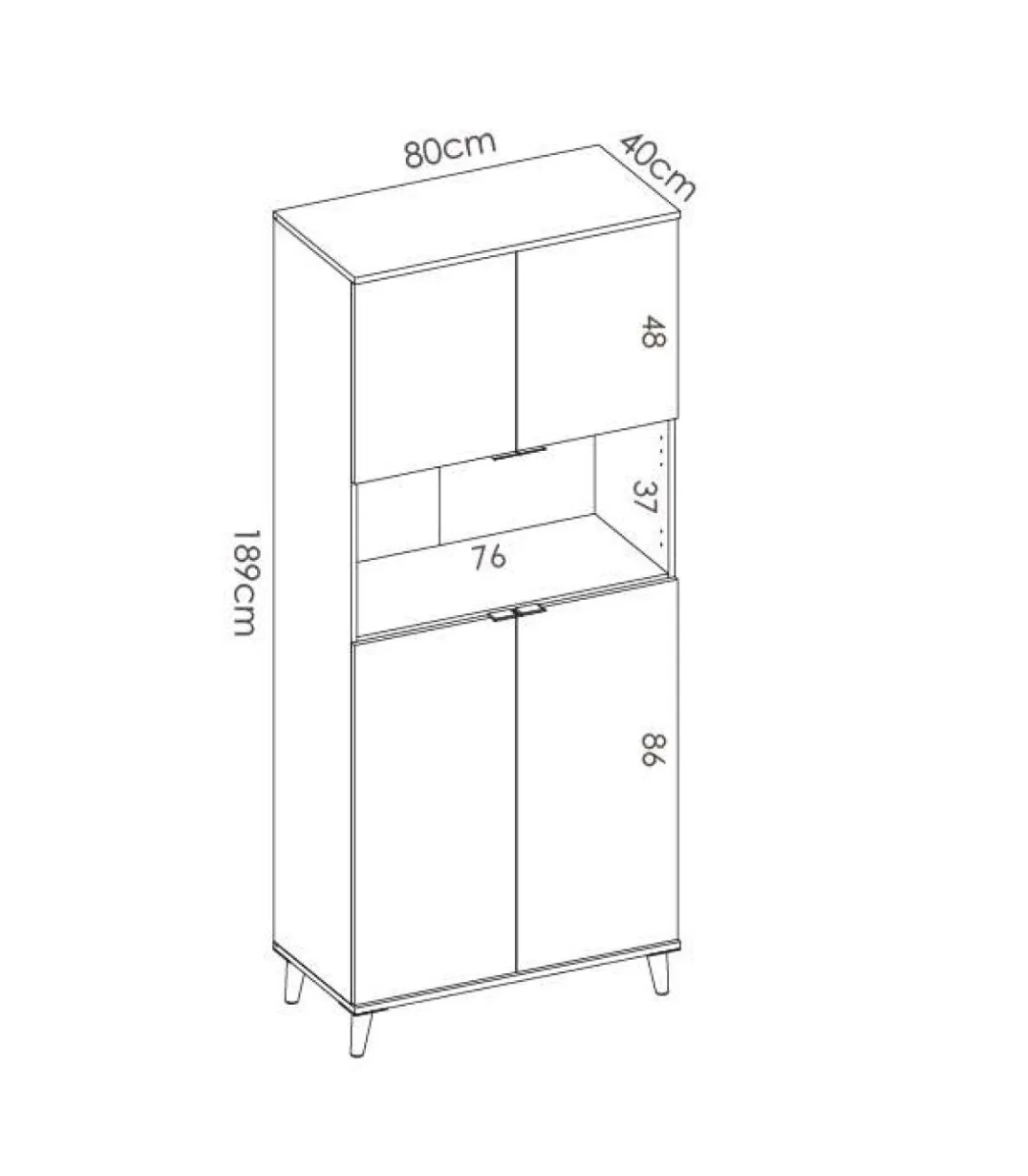 Mueble auxiliar Villarodrigo 4 puertas y estante 188,5 cm(alto)79 cm(ancho)40 cm(largo)