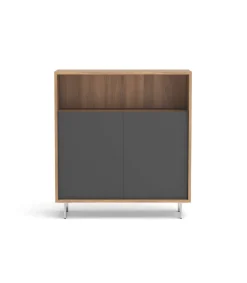 Mueble auxiliar/zapatero Md-509 con puertas acabado nogal/grafito, 89cm(alto) 80cm(ancho) 29cm(prof.)