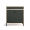 Mueble auxiliar/zapatero Md-507, 2 puertas 1 cajón en roble claro/grafito, 89cm(alto) 80cm(ancho) 29cm(prof.)