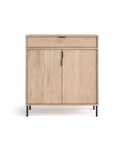 Mueble auxiliar/zapatero Md-507, 2 puertas 1 cajón en roble claro, 89cm(alto) 80cm(ancho) 29cm(prof.)