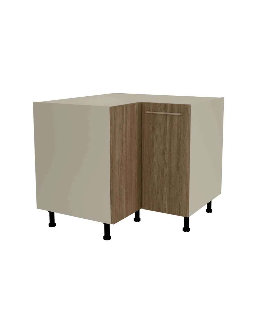 Mueble bajo de rincón acabado en puertas en color nogal noceto, 85 cm(alto)93x93 cm(ancho)60 cm(largo)