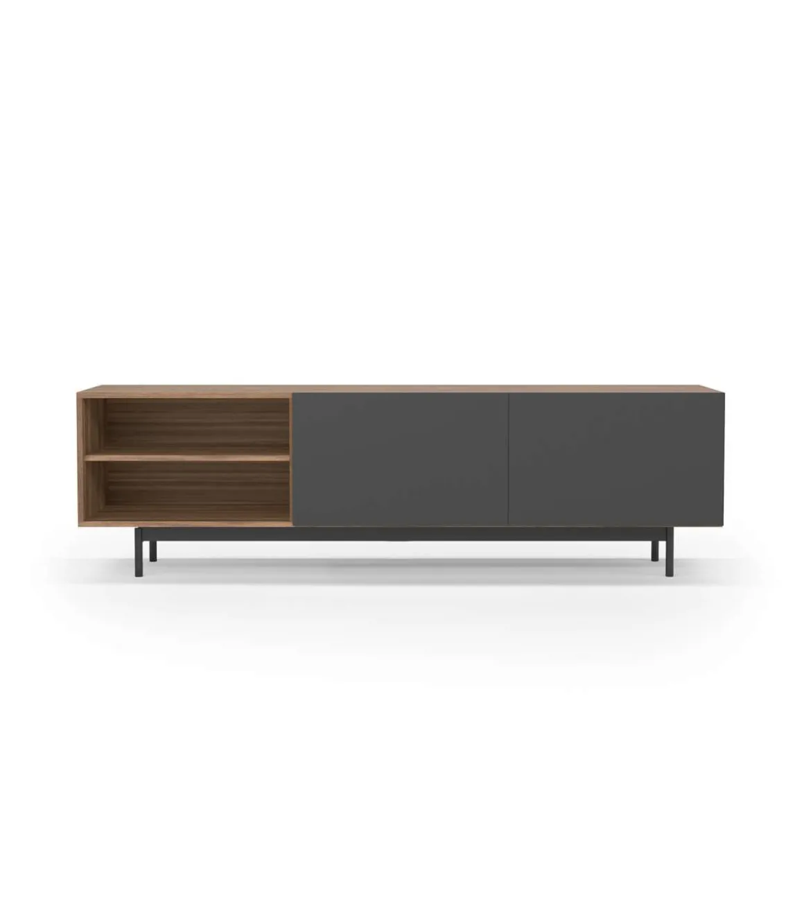 Mueble bajo televisión Md-608-1 en color nogal/grafito, 52cm(alto) 180cm(ancho) 43cm(largo)
